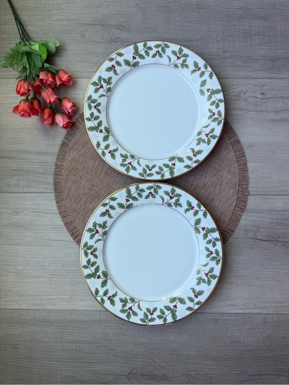 Noritake Holly and Berry Gold Dinner Plate 10.5 Inches